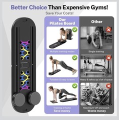 Pilates Board, Foldable Pilates Reformer Equipment with Timer, 7-in-1 Multi-P…