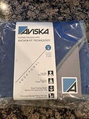 Aviska Yoga Mat Towel Deep Sea Blue Size B Grey Trim Athletic Soft Absorbent