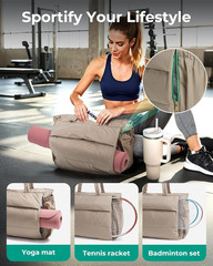 Yoga Mat Bag for Women, 22L Puffer Gym Bag for 40Oz Tumbler, Work Tote Handbag f