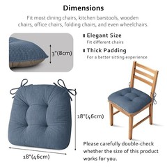 Dining Chair Cushions Set of Non Slip 18″X18″X3″ | Thick,Textured 2 Light Blue