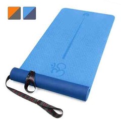 Yoga Mat with Carrying Strap – TPE Exercise Workout Mat (72’’X 24’’X1/4’’) BLUE