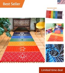 Chakra Rainbow Yoga Mat & Beach Blanket – 59″ Polyester Multifunctional Rug