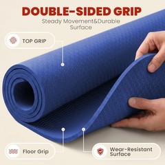 Large Yoga Mat, 6′ x 4’/6′ x 3′ x 6mm /8mm/12mm Thick 72″ x 48″ x 0.24″ Blue