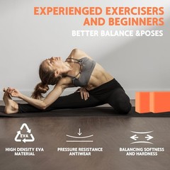 Yoga Block – Supportive Latex-Free Eva Foam – Soft Non-Slip Surface with Beveled