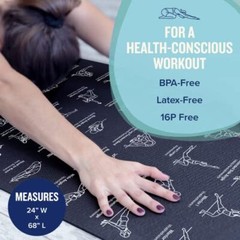 Fitness Yoga Mat Non-Slip Exercise Mat with 70 Yoga Poses for Pilates Workout