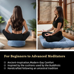 Meditation Zafu Cushion Set with Buckwheat Hulls & Memory Foam – Ergonomic Suppo