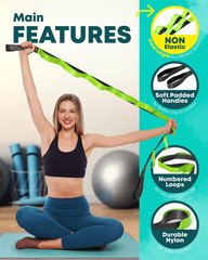 Stretching Strap with Loops – Non Elastic Stretch Band for Physical Therapy, Yog
