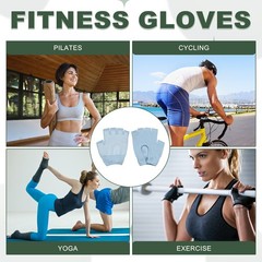 Yoga Gloves Non Slip Fingerless Pilates Gloves Blue
