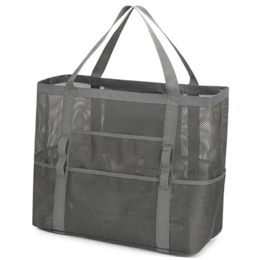 Mesh Beach Bag for Women, Large Beach Toy Pool Bag with Large – Dark Grey