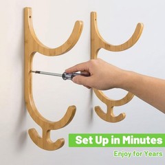Wooden Yoga Mat Storage Rack Wall Mount, Yoga Mat Holder Hanging Hooks for Ho…
