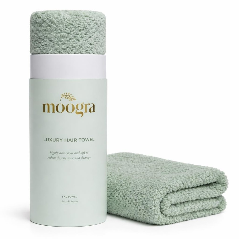 Moogra Beauty Luxury Microfiber Hair Towel Wrap for Women X Large, Sage Green