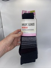 2 Pair Muk Luks Wide Calf Nylon Knee-High Compression Socks 6-10
