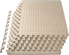 Cream EVA Puzzle Exercise Mat – Comfortable & Protective Home Gym Flooring