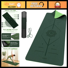 Thick 6mm Non-Slip Yoga Mat with Alignment Lines, 72″x24″, Carry Bag Included