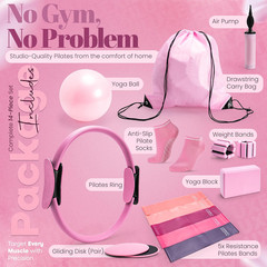 14-Piece Pink Pilates Kit for Women | Complete Home Workout Set
