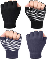 V 2 Packs of Non Slip Fingerless Yoga Gloves Exercise Gloves Workout Gloves
