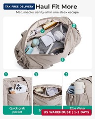BAGSMART Reiki Gym Bag for Women Puffy Yoga Mat Travel Weekender Duffle Bag | Li