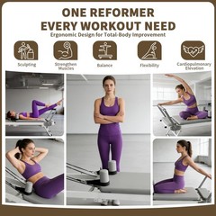 440LBS Pilates Reformer Foldable Pilates Equipment w/High Strength Alloy Springs