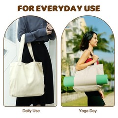 Xrkuu Yoga Bags With Mat Carrier Pilates Tote Bag yoga Block large, Off Whtie