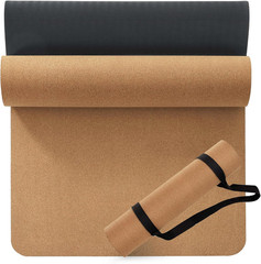 Premium Cork Yoga Mat 1/4 & 2/5 Inch Thick 72 X 26 In, Thick Cork and TPE Non Sl