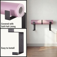 2 Tier Adjustable Width Yoga Mat Holder Protective Padding Wall Mount Steel