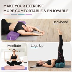 YOGA BOLSTER PILLOW for Meditation Balance Poses Triple-Layer Purple YES4ALL