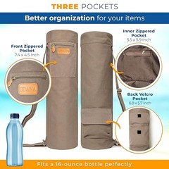 Canvas Yoga Mat Bag for Women & Large: 1/4″ to 2/5″ (7-10mm) Thick Mats Gray