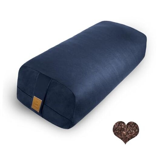 Organic Buckwheat Bolster (24X10.5X5.5 in) Supportive Rectangular Navy Blue