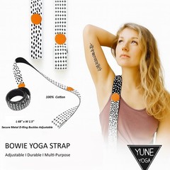 Bowie Yoga Strap – 68″ 100% Cotton Stretching & Carrying Strap with Metal D-R…