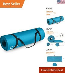 Fitness-Ready 1/2″ Thick Exercise Yoga Mat with Carry Strap – Non-Slip Design