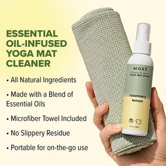 MOXE Yoga Mat Cleaner, Rosemary Lemon, 4 Ounces, Includes Microfiber Cleaning To
