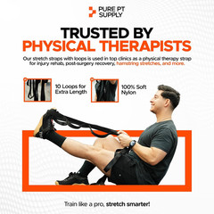 Pure PT Stretching Strap with 10 Loops – Non-Elastic – Physical Therapist-Approv