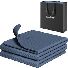READAEER Foldable Yoga Mat for Travel Folding 72″ L x 24″ W x 0.24″ H, Blue