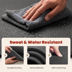 Large Yoga Mat, 6′ x 4’/6′ x 3′ x 6mm /8mm/12mm Thick 72″ x 48″ x 0.24″ Black