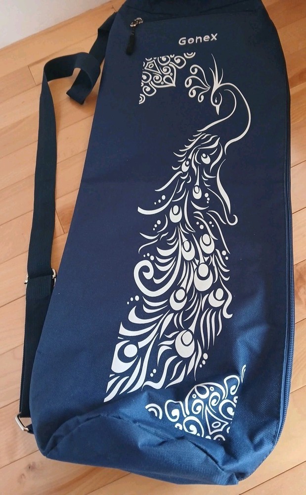 Gonex Yoga Mat Travel Bag Carrier Full-Zip Peacock Design Dark Blue 28×10