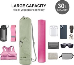 sportsnew Yoga Mat Bag with Water Bottle Pocket and Bottom Wet Pocket, Exercise