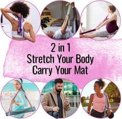 TECEUM 2 IN 1 Yoga & Mat Strap for Stretching – Cotton – 6/8/10 ft | Adjustable