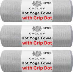 3 Pack Yoga Mat Towels with Grip Dot, Hot Yoga Towel Non Slip Yoga Mat Towel Non