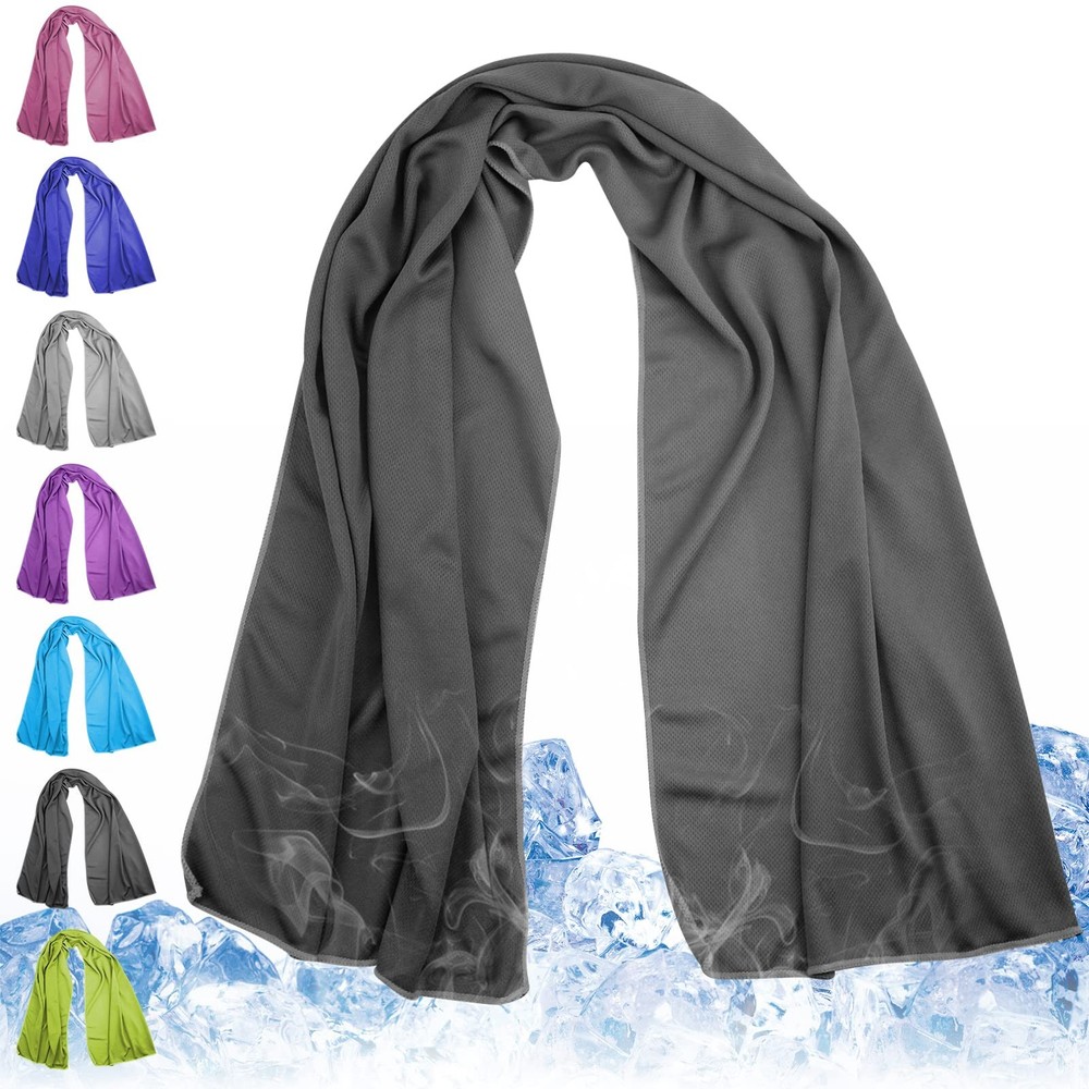 Cooling Towel 43.3″ x 15.7″ – Ice Sweat for Neck 43.3″X15.7″, Dark-gray