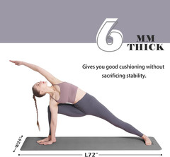 Yoga Mat Non Slip, Pilates Fitness Mats, Eco Friendly, Anti-Tear 1/4″ Thick Yoga