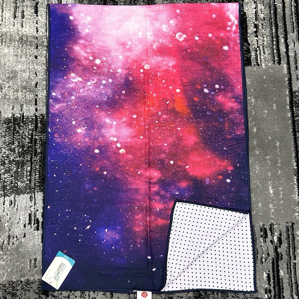Yogafina Purple Galaxy Skidless Yoga Pilates Mat Towel Size 24” x 68” New