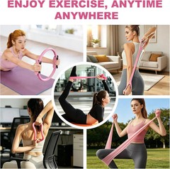 Pilates Ring Set 13″ Fitness Circle Ball Hip Thrust Belt Resistance Bands Bag