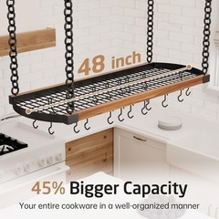 KES 48 Inch Large Hanging Pot Rack Ceiling Mount with 130Lb High-Capacity, Ceili