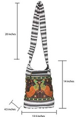 Hobo Shoulder Bag Messenger Casual Everyday Large Hippie Market Black White