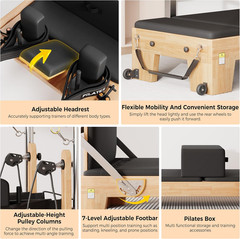 Home Pilates Reformer Machine with Jump Board & Accessories, Supports 440 LBS