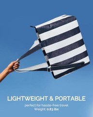 Large Waterproof Beach Bag for Women Pool Bags with Wet Blue Stripes