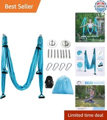 Versatile Aerial Yoga Swing with Daisy Chains & High-Weight Support – Blue
