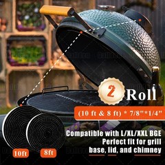 2-Pack (8ft & 10ft) High Temp Grill Gasket for Big Green Egg,Black Self Stick…