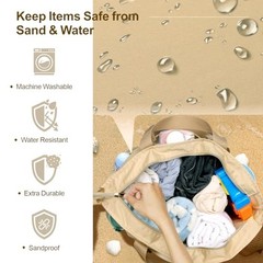 Waterproof Beach Bags for Women – Machine Washable Medium Beige (Light Yellow)