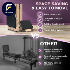 Foldable Pilates Reformer Machine for Home Workouts Wooden Pilates Reformer